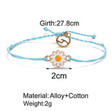 Summer Small Daisy Bracelet Adjustable Rope Chains Wave Pendants