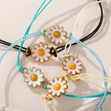 Summer Small Daisy Bracelet Adjustable Rope Chains Wave Pendants