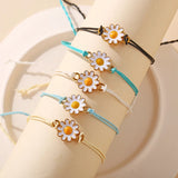 Summer Small Daisy Bracelet Adjustable Rope Chains Wave Pendants