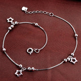 925 Silver Pentacle Pendant Anklet Women Jewelry