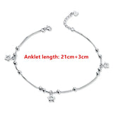 925 Silver Pentacle Pendant Anklet Women Jewelry