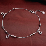 925 Silver Pentacle Pendant Anklet Women Jewelry