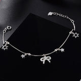 925 Silver Star Anklet for Women Bow Anklets Fine Jewelry