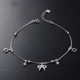 925 Silver Star Anklet for Women Bow Anklets Fine Jewelry