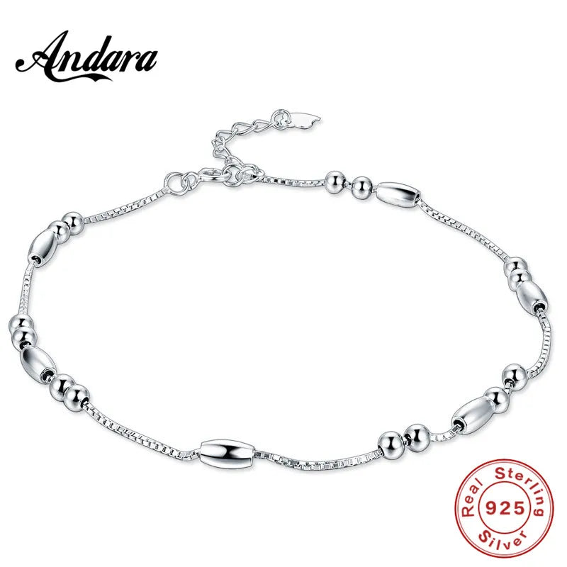 925 Sterling Silver Anklet Girl & Woman Charm Jewelry Gift