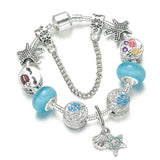 Silver Tortoise Beads Charm Bracelet with Fish Pendant