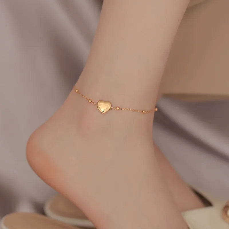 Stainless Steel Anklet Ball Beads Love Anklet for Women