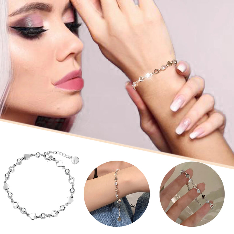 Sweet Love Heart Zircon Bracelet Set