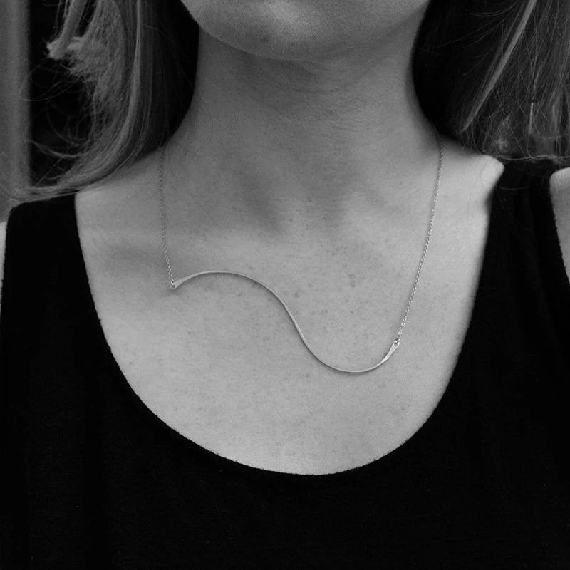 Summer Wave Necklace s925 Silver Choker Jewelry Filled Pendants Collier Femme