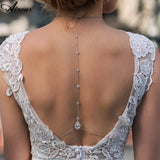 Crystal Drop Back Chain Necklace for Women Bridal Rhinestone Body Chain
