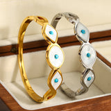 Summer Shell Evil Eyes Bangle Bracelet Women Girls Turquoise Stone Eye Jewelry