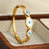 Summer Shell Evil Eyes Bangle Bracelet Women Girls Turquoise Stone Eye Jewelry