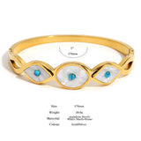 Summer Shell Evil Eyes Bangle Bracelet Women Girls Turquoise Stone Eye Jewelry