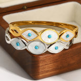 Summer Shell Evil Eyes Bangle Bracelet Women Girls Turquoise Stone Eye Jewelry