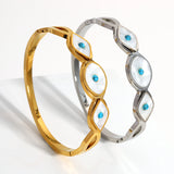 Summer Shell Evil Eyes Bangle Bracelet Women Girls Turquoise Stone Eye Jewelry