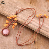Summer Women Flower Shape Gemstone Pendant Necklace Women Amethyst