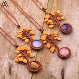 Summer Women Flower Shape Gemstone Pendant Necklace Women Amethyst