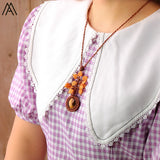Summer Women Flower Shape Gemstone Pendant Necklace Women Amethyst