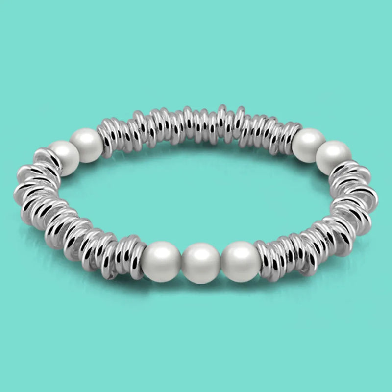 Bohemian Style 925 Silver Bracelet Freshwater Pearl Bangle