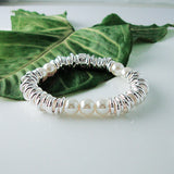 Bohemian Style 925 Silver Bracelet Freshwater Pearl Bangle