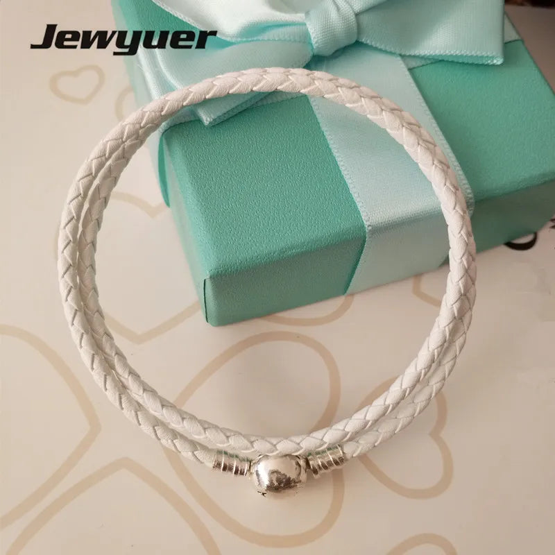 Leather Bracelets for Women with 925 Silver Clasp