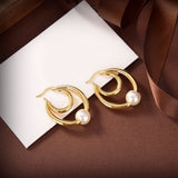 Summer Pearl Wedding Earrings Yellow Round Earring Party Banquet Jewelry
