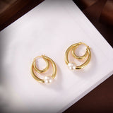 Summer Pearl Wedding Earrings Yellow Round Earring Party Banquet Jewelry