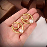 Summer Pearl Wedding Earrings Yellow Round Earring Party Banquet Jewelry