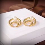 Summer Pearl Wedding Earrings Yellow Round Earring Party Banquet Jewelry