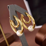 Summer Pearl Wedding Earrings Yellow Round Earring Party Banquet Jewelry