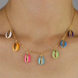 Bohemian Neon Cowrie Shells Necklace for Women