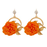Bohemian Red Flower Dangle Earrings Ethnic Leaf Drop Earrings Women Jewelry