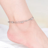 925 Silver Anklet with Silver Bead Chain - Beach Accessory