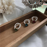 Sparkly Colored Diamond Hand-Woven Pearl Ring for Women