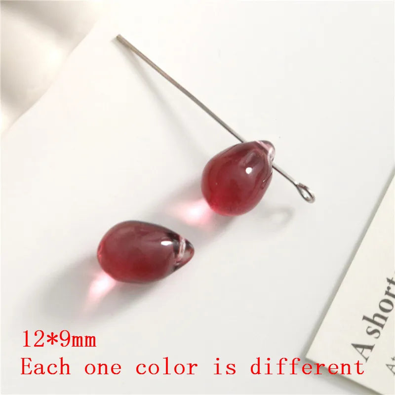100pcs 12x9mm Cartoon Water Droplets Glass Beads DIY Jewelry Earrings/Bracelet