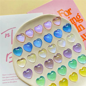 100pcs 16mm Glitter Hearts Resin Beads for DIY Jewelry Earring Accessory