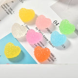 100pcs Summer Candy Print Hearts Resin Cabochons Beads DIY Jewelry