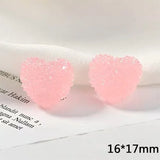 100pcs Summer Candy Print Hearts Resin Cabochons Beads DIY Jewelry