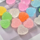 100pcs Summer Candy Print Hearts Resin Cabochons Beads DIY Jewelry