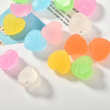 100pcs Summer Candy Print Hearts Resin Cabochons Beads DIY Jewelry