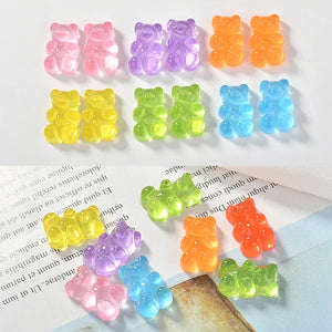 100pcs Cartoon Bear Shape Resin Cabochons Beads DIY Jewelry Making