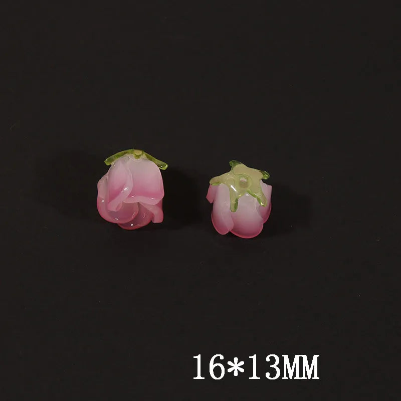 20pcs 3D Cartoon Rose Flowers Acrylic Beads for DIY Jewelry Making