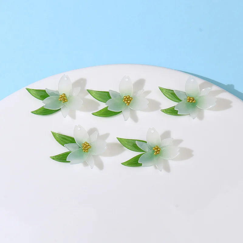30pcs Acrylic Floral Beads for DIY Jewelry Earring/Garment Pendant