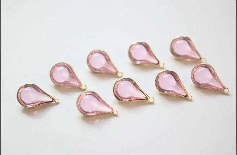 30pcs Glass Beads Water Drop Shape Copper Charms DIY Jewelry Earring/Necklace