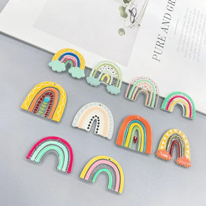30pcs Geometry Rainbow Arch Shape Acrylic Beads DIY Jewelry Earring/Accessory