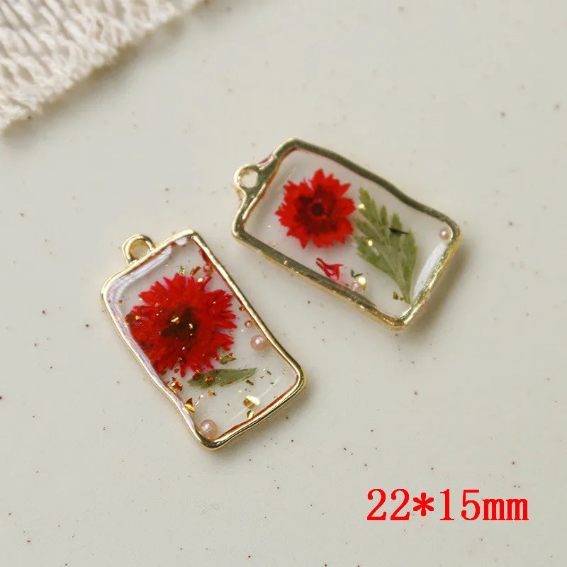 30pcs Daisy Natural Dried Flowers Floating Locket Charms DIY Jewelry Accessory