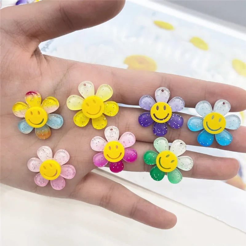 50pcs 25mm Smiley Face Acrylic Beads for DIY Earring Accessory