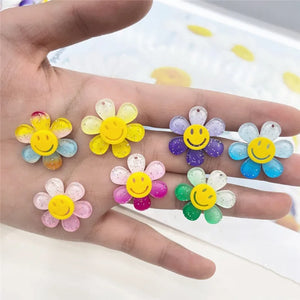 50pcs 25mm Smiley Face Acrylic Beads for DIY Earring Accessory