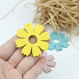 50pcs 50mm Cartoon Flowers Wood Beads DIY Jewelry Earring Garment Pendants
