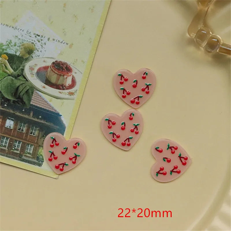 50pcs/lot Cherry Pattern Acrylic Beads for Jewelry Making DIY